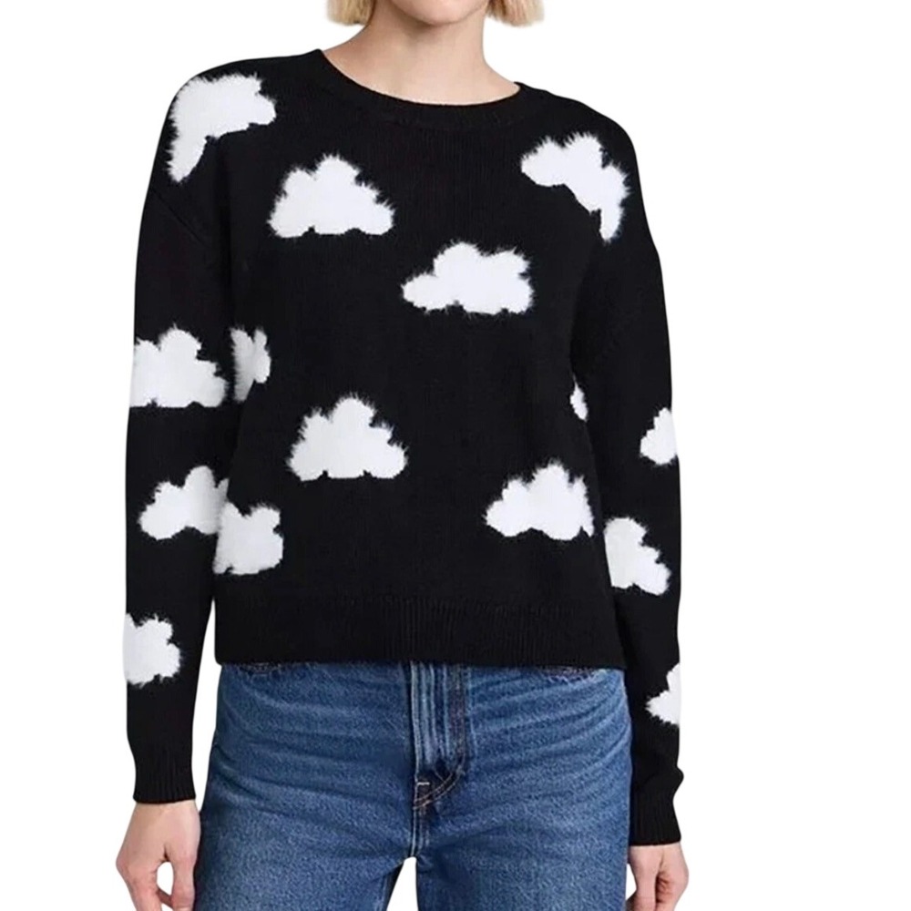 Alice + Olivia Gleeson Cloud Pullover Black Wool Blend Sweater XS CC409533717